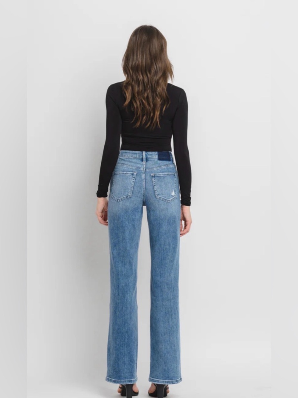 Vervet Super High Rise 90s Flare Jeans Distressed Knee Wide Leg Denim Size 27 - Picture 2 of 10